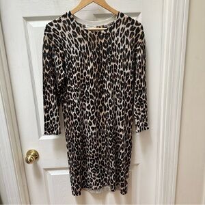 Equipment Cheetah animal cashmere sweater dress long sleeve